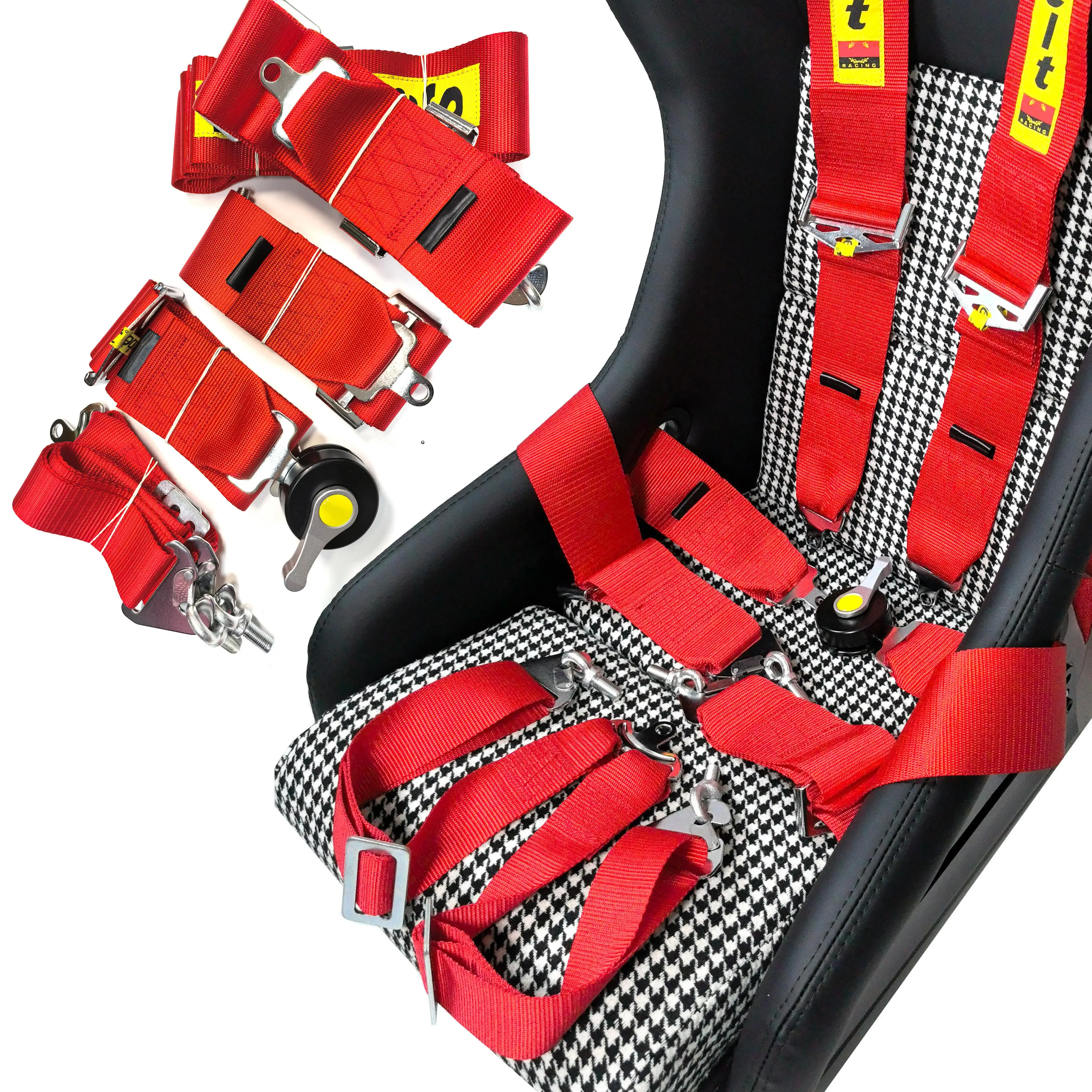4/5/6-Point Racing Harness, 3 Inch Camlock Quick Release Safety Seat Belt, Universal for Racing Bucket Seat