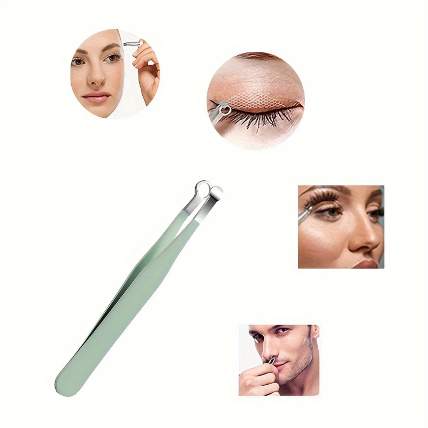 Stainless Steel Precision Tweezers For Nose & Eyebrows - Rounded Tip, Leather Case Included, Unisex Grooming Tool Eyelash Tweeze