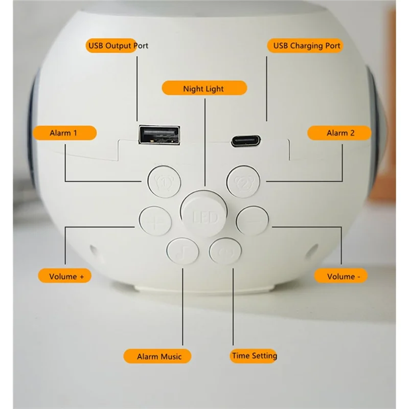 ABSQ-Alarm Clock With Emoji, Kids Wake Up Function, Adjustable Night Light And Mini Bluetooth Speaker For Friends Gift