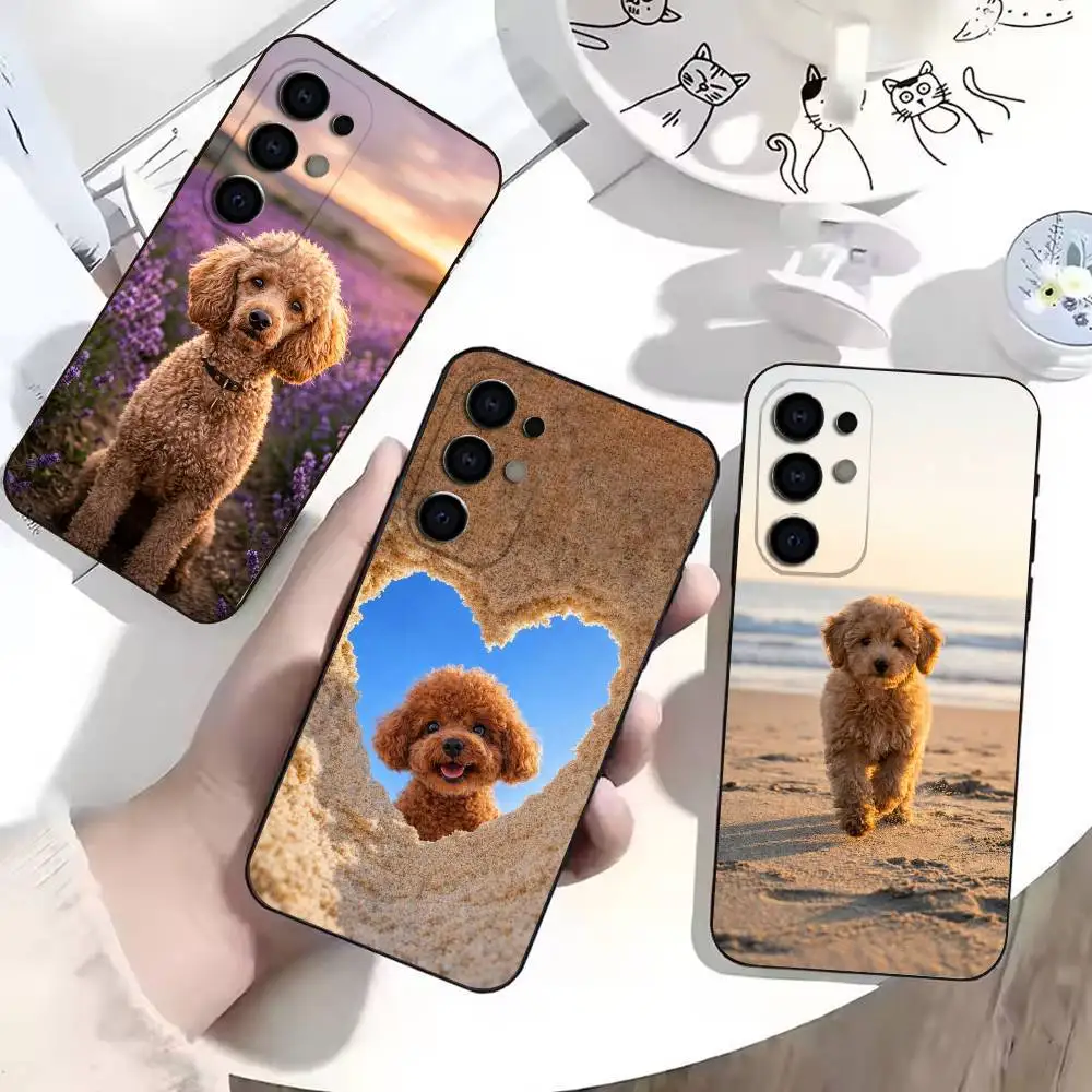 Pet-dog cute Poodle  Phone Case For Samsung Soft Black Case S25,S24,S21,S23,S22,S30,Ultra,S20,Plus