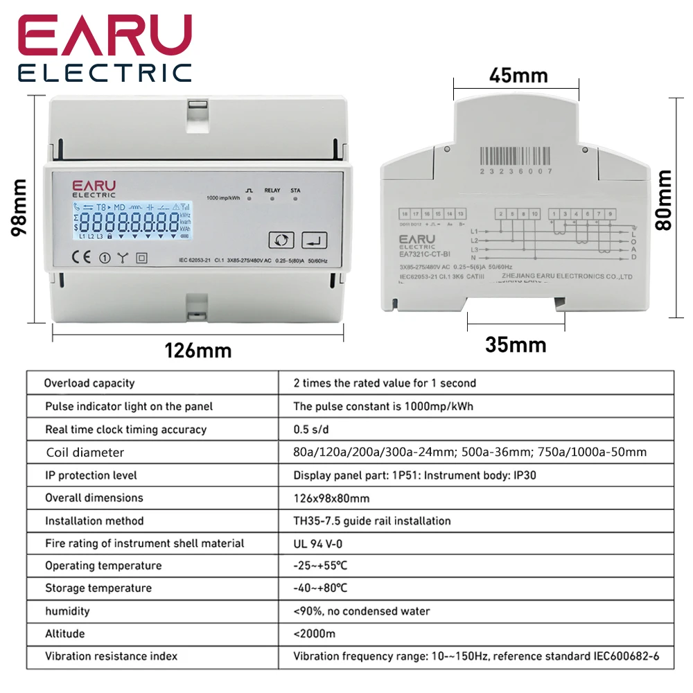 Tuya WiFi ZigBee misuratore di energia bidirezionale trifase KWh Monitor 3*110/190V o 230/400VAC con trasformatore di tipo Split da 3 pezzi CT