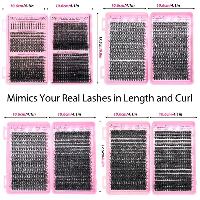 Estensione ciglia finte Lunghezza mista 9-16 mm Cluster ciglia fai da te Naturali, dense, spesse, extra spesse, DrammaticStyles (30D40D80D100D)