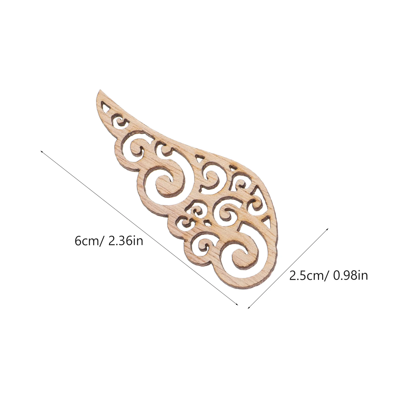 

100Pcs Wings Decoration Inlay Natural Wood Angel Wing Cutouts for DIY Crafts Smooth Surface Wooden Pendant for Home Party Decor