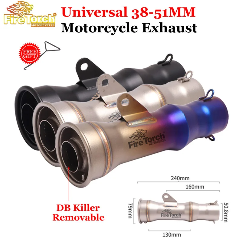 

51mm Short Universal Motorcycle Exhaust Pipe GP Muffler Escape Moto DB Killer Slip-On For GSXR ZX6R ZX10R Z250 Z650 ATV Bike