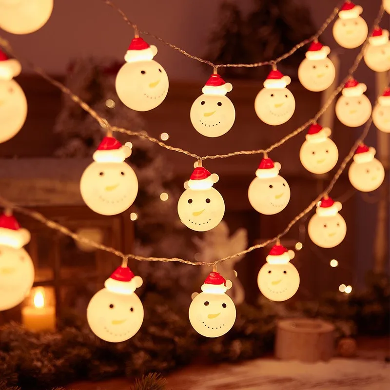 Snowman LED String Lights, Battery Operated Snowman Fairy Lights for Christmas Thanksgiving Fall Indoor Outdoor Home Decor
