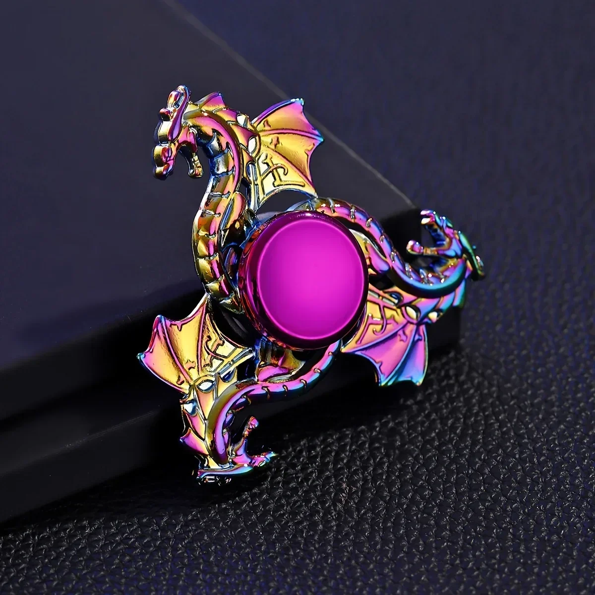 1Y-1pc Durable Metal Finger Spinner, Colorful Sky Soaring Dragon Adult Cool Toy with Long-Lasting Spin Time