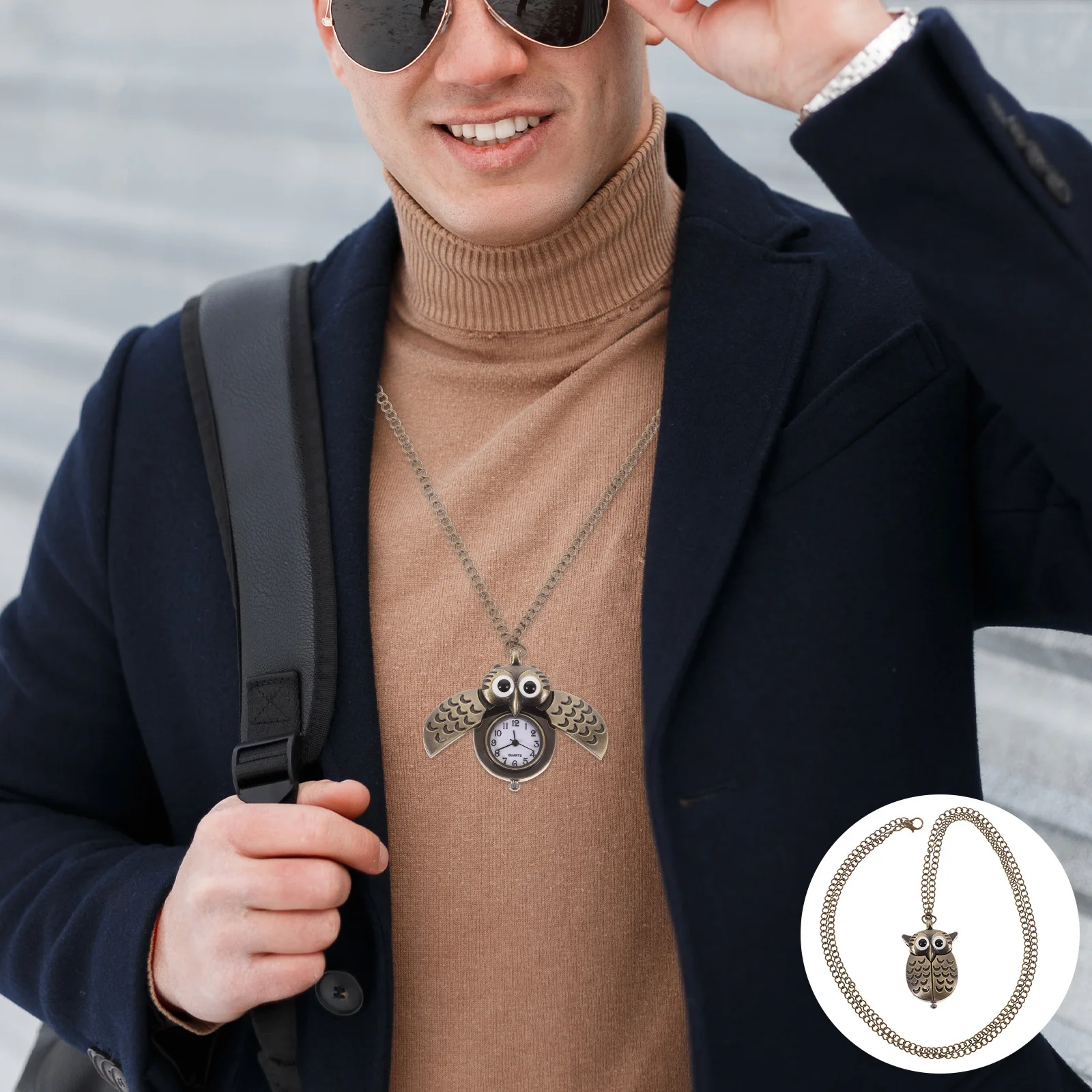 2 szt. Zegarek kieszonkowy z kwarcem w kształcie sowy, retro, ze stopu brązu, w stylu vintage, kreatywny zegarek wiszący, modna dekoracja, prezent