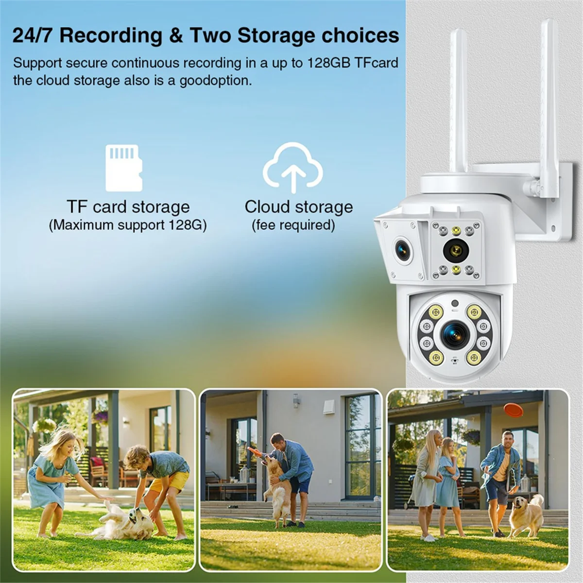 

Новая беспроводная Wi-Fi камера 1080P, уличная камера наблюдения с несколькими объективами, двусторонний домофон, радионяня ночного видения