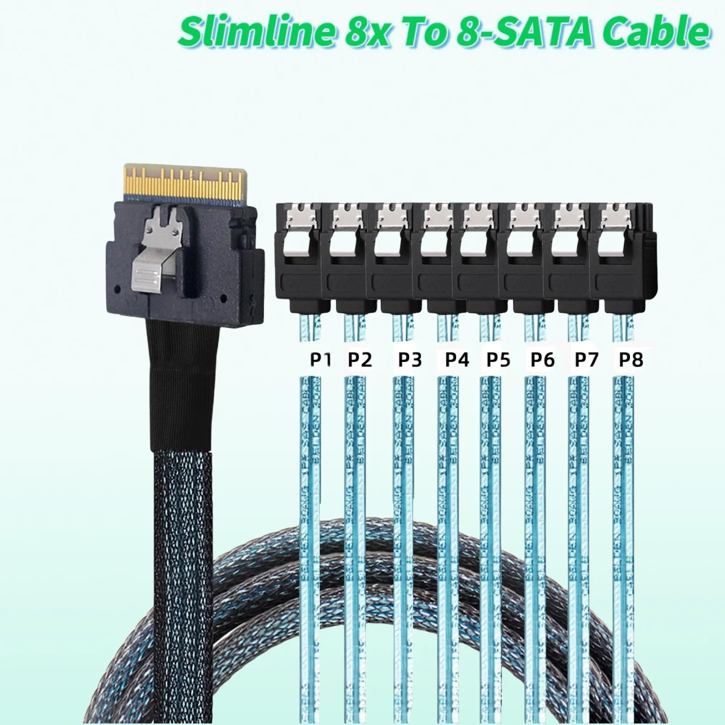 

2025 НОВЫЙ PCI-E Slimline SAS 4.0 SFF-8654 Кабель 8i–8x SATA 4x Mini SAS 29-контактный SFF-8482 Шнур дискового сервера компьютера