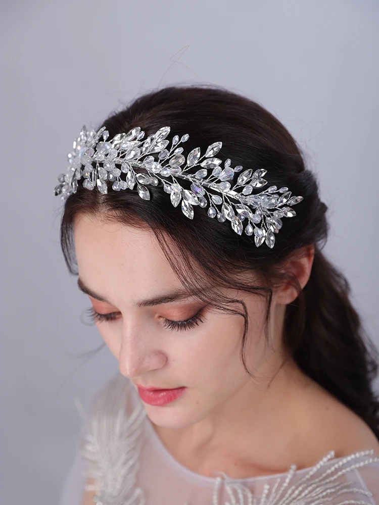Handmade Rhinestone Bridal Headpiece Silver Hair Accessory Wedding Crown Bridal Headpiece Rhinestone Crown Wedding Tiara Hair  main image 2