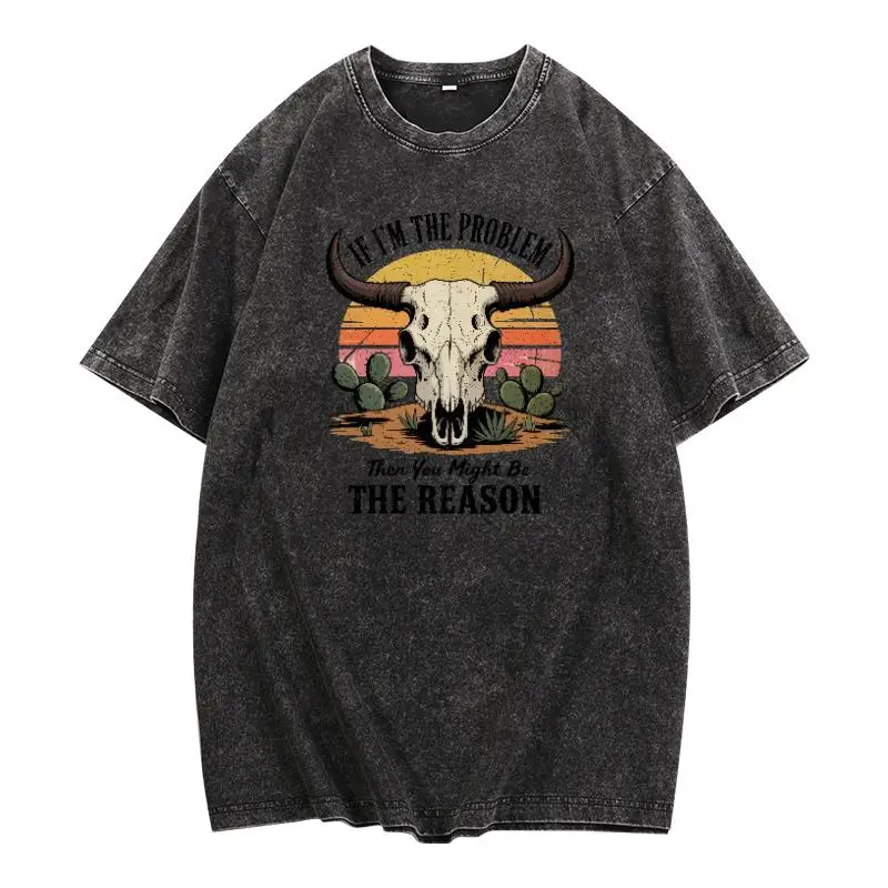 

Urban - style Distressed - western Tee: Stand Out with a Memorable and Stylish Design that Blends Washed Texture and Western Aes