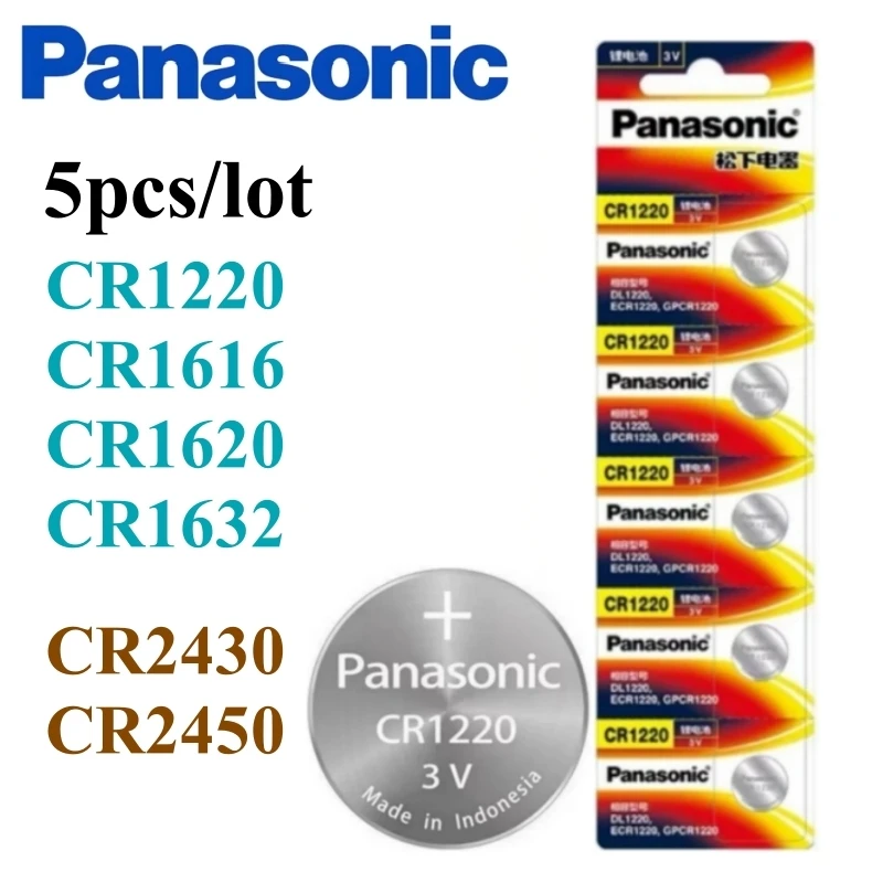 5Pcs Original Panasonic CR1220 CR1632 CR1616 CR1620 CR2430 CR2450 Lithium Battery CR 2430 Batteria CR 2450