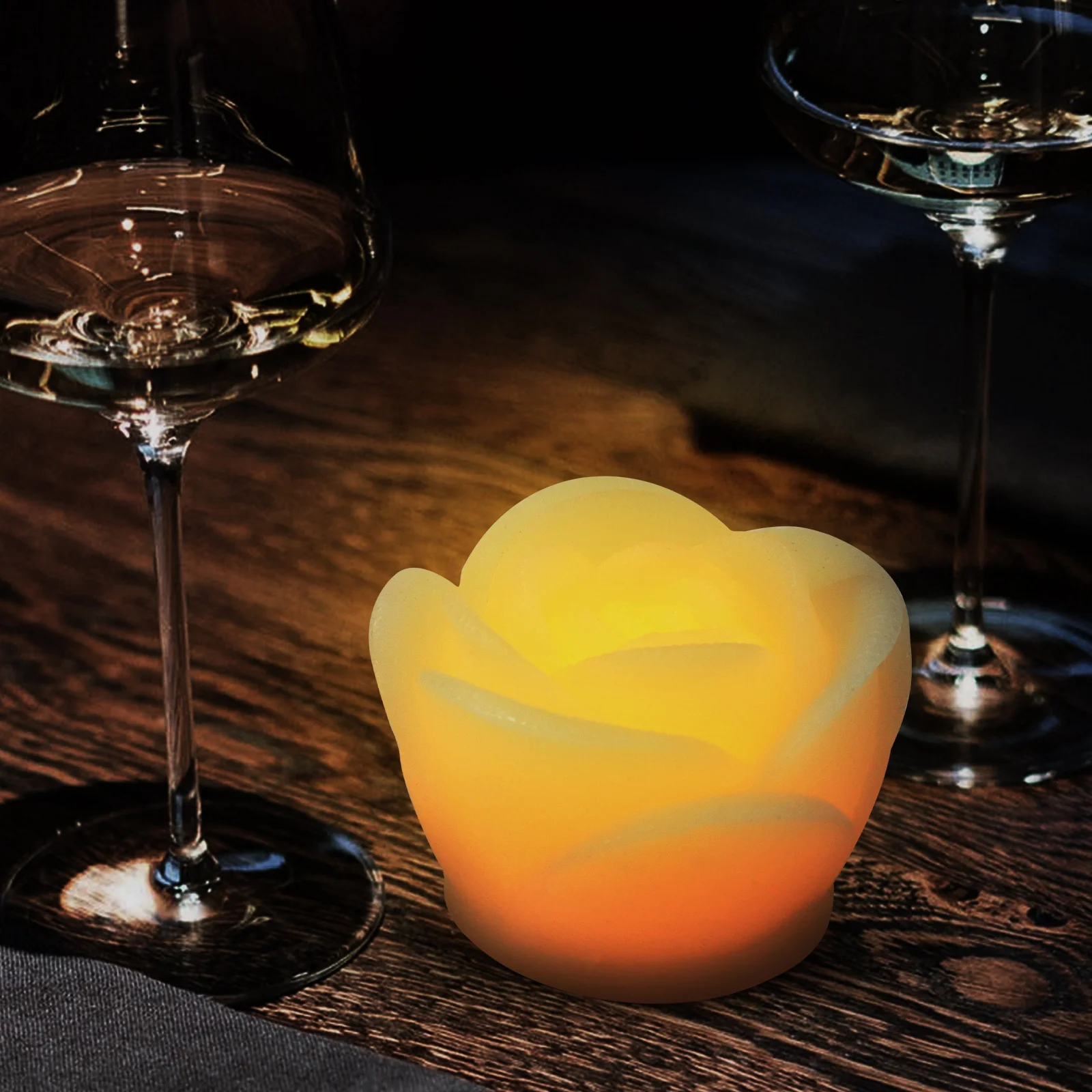 

Rose Shaped Electric Lamp LED Desktop Ornament Atmosphere Light Wedding Decor Smoke Free Practical Powered