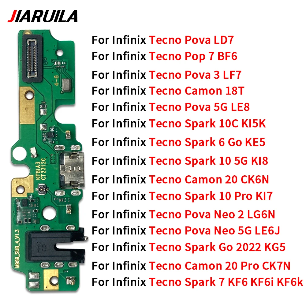 USB Charger Charging Dock Port Connector Flex Cable For Infinix Camon 18T 20 Pro Ck6n Ck7N Tecno Pop 7 BF6 Pova 3 5G Neo 2