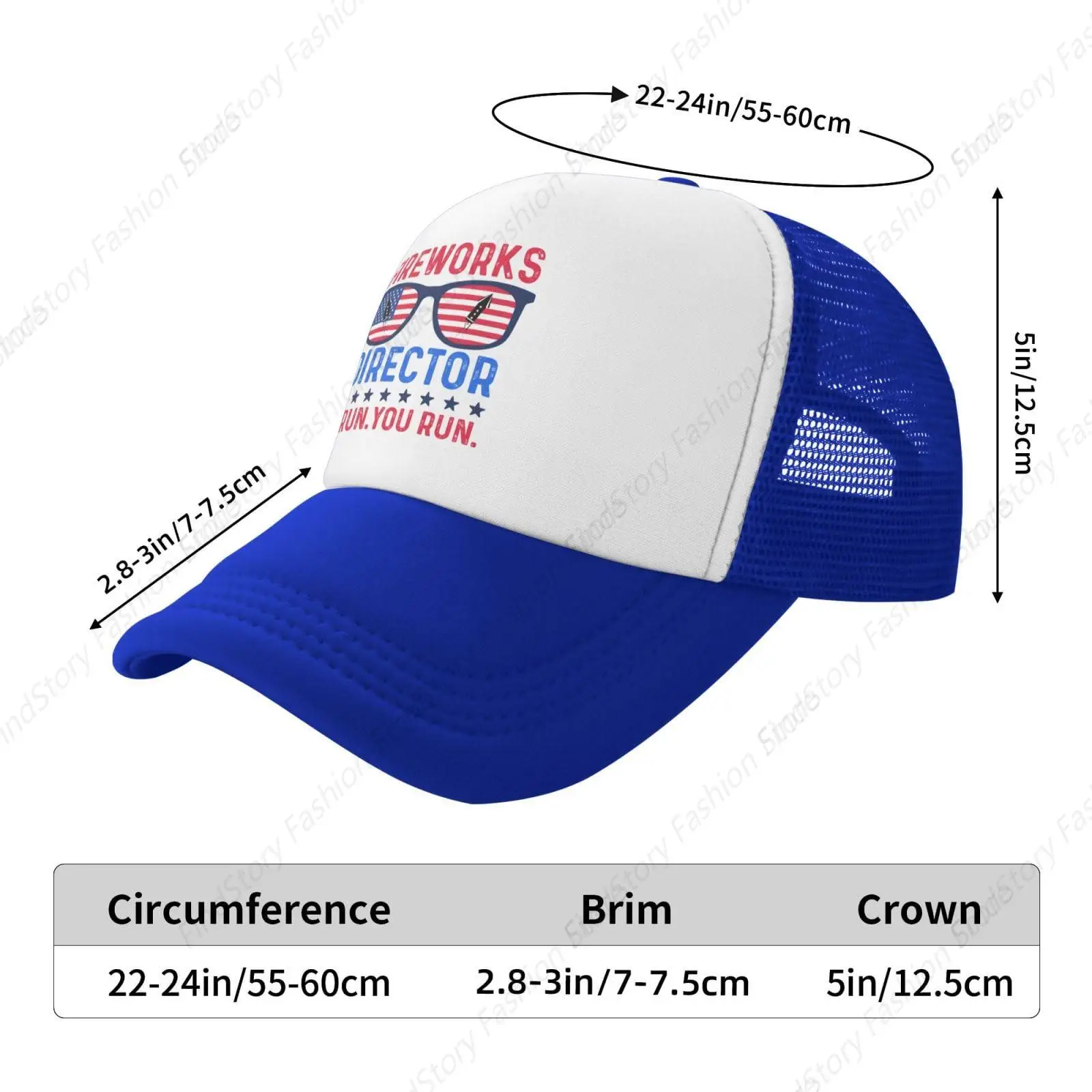 Fireworks Director I Run You Run Czapka z daszkiem dla mężczyzn Kobiety Trucker Mesh Hat Regulowana sportowa oddychająca moda Codziennie