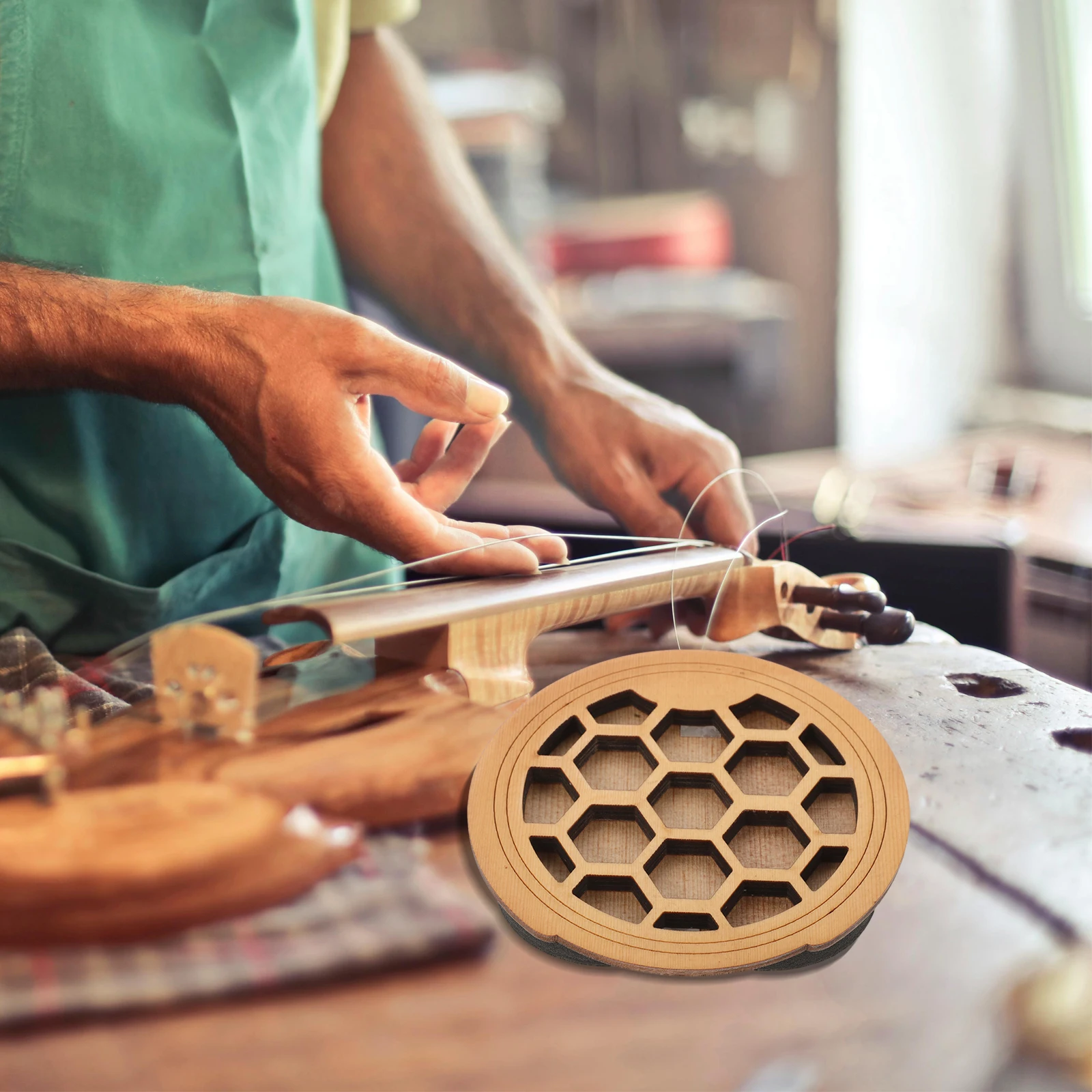 

Wooden Sound Hole Cover Bass Guitar Accessories Dust-proof Acoustic Pickup Soundhole