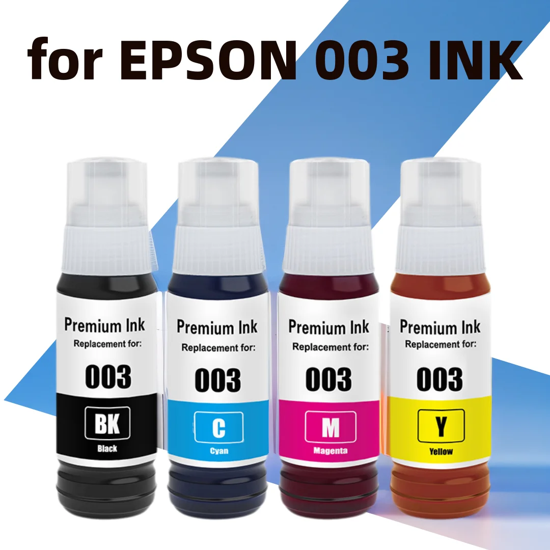 4Bottle Refill 003 Dye Ink for Epson L1110 L1210 L1216 L1250 L1256 L3100 L3101 L3106 L3110 L3210 L3150 L3250 L5190 70ML/Bottle