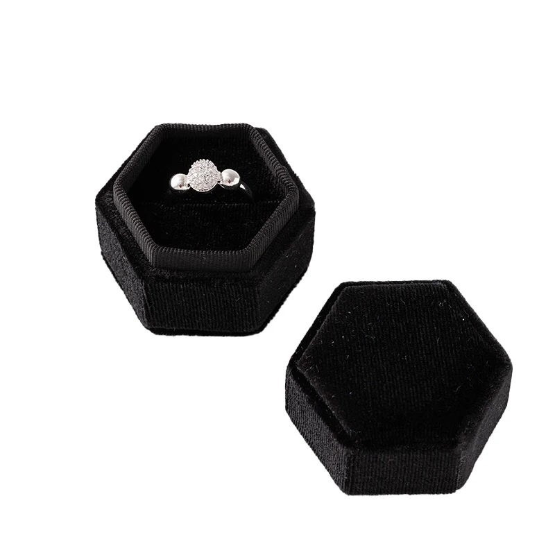 Velvet Octagonal Jewelry Packaging Organizer Ring Box Gift Earrings Holder Case For Engagement Valentine Day Wedding Supplies