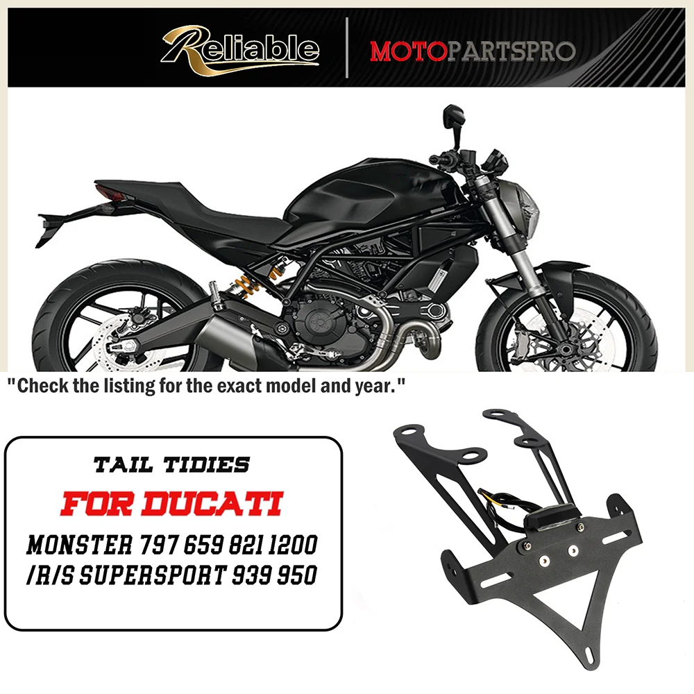 

For DUCATI Monster 797 659 821 1200/R/S Supersport 939 950 Motorcycle Tail Tidy LED Light License Plate Holder Fender Eliminator
