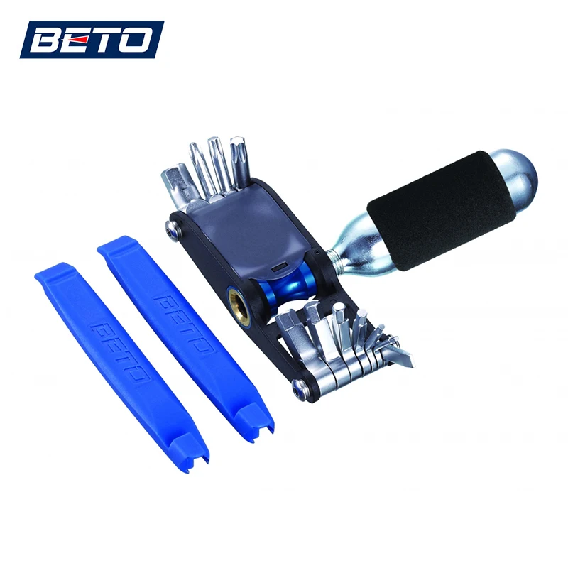 BETO BT-341 Bike CO2 Schrader/Presta Inflator Mouth Bicycle Tire Repair Tools Portable Allen Keys Torx 25/30 Wrench 14-in-1