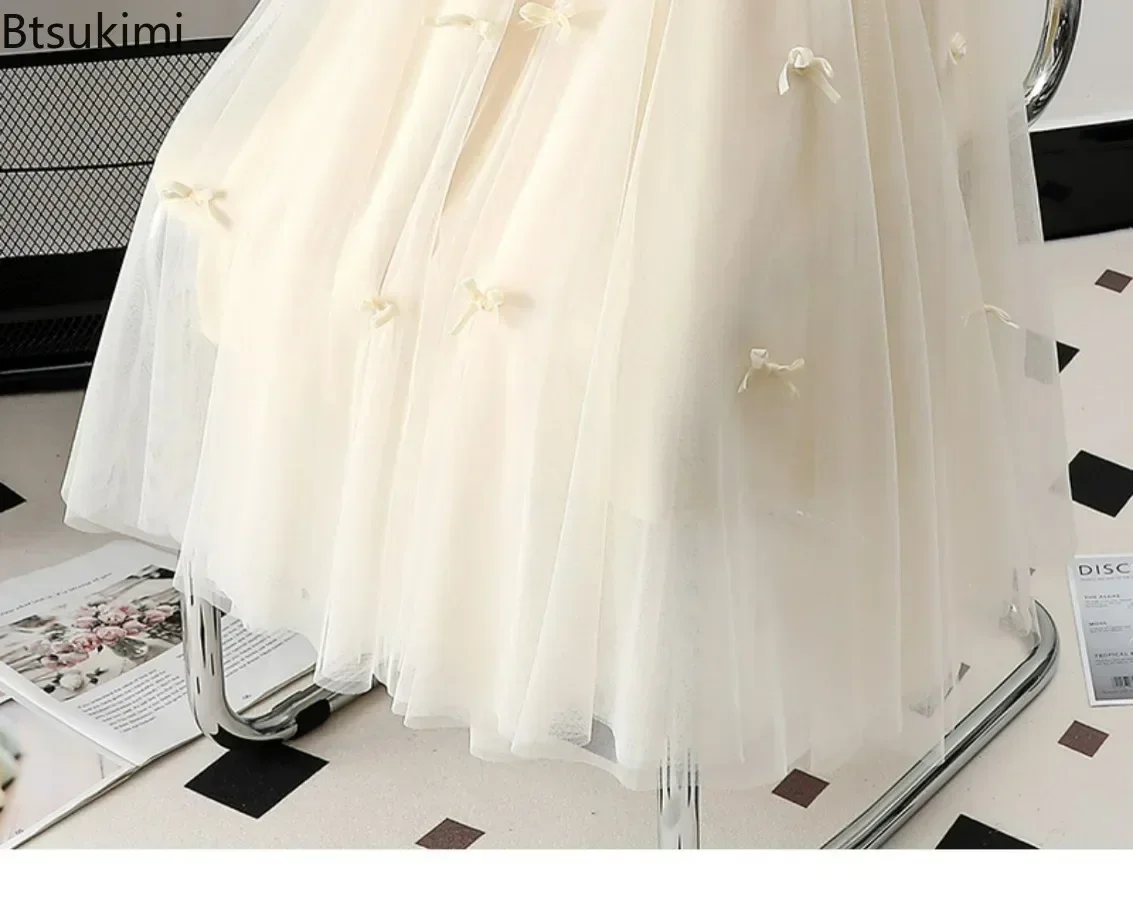 2026 Women's Korean Fashion Harajuku Long Gauze Skirt Spring Summer High Waist Midi Maxi Tulle Skirt Aesthetic Vintage Y2k Skirt