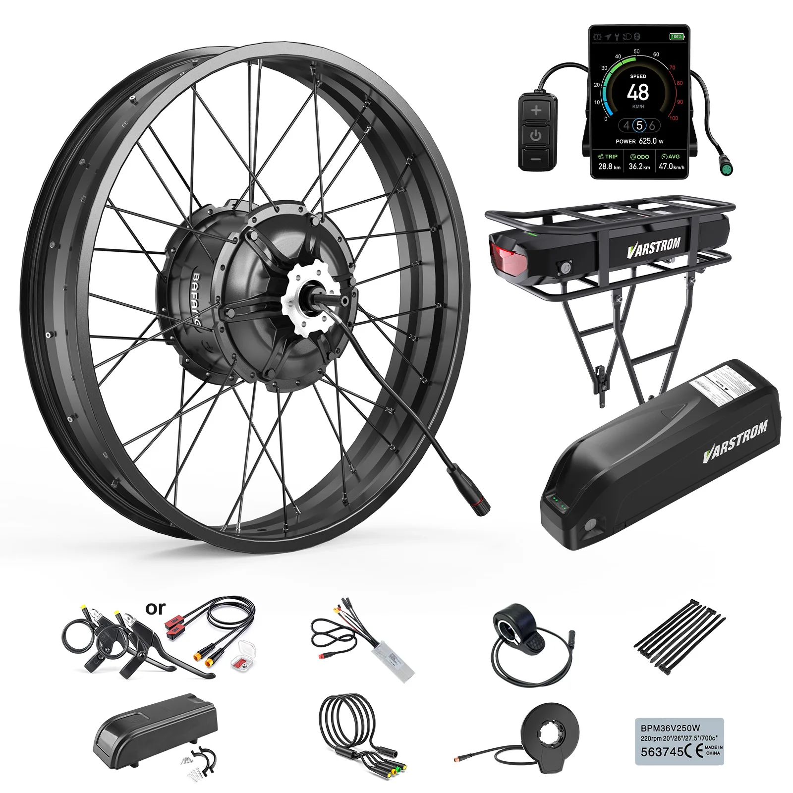 [US Stock] Bafang G062 48V 1000W Rear Hub Motor Conversion Kit 20INCH 26INCH Snow Fat Tire Electric Bike Conversion Kit Optional Battery