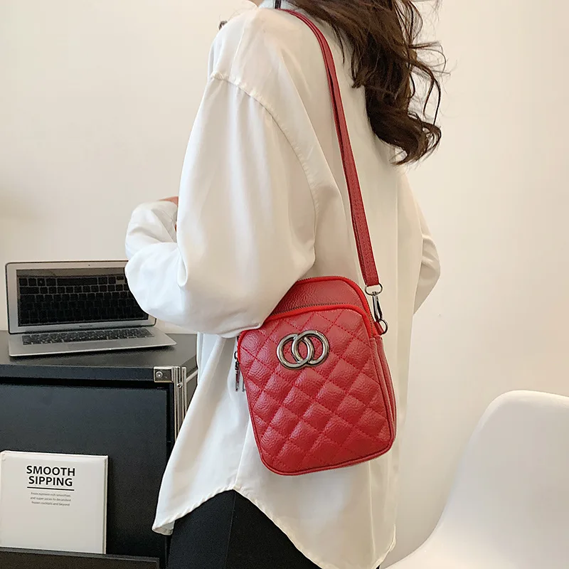 Three Layers Of Zipper Small Bag 2023 New Ringer Cell Phone Bag Female Crossbody Shoulder Running Cell Phone Waist Bag For Women