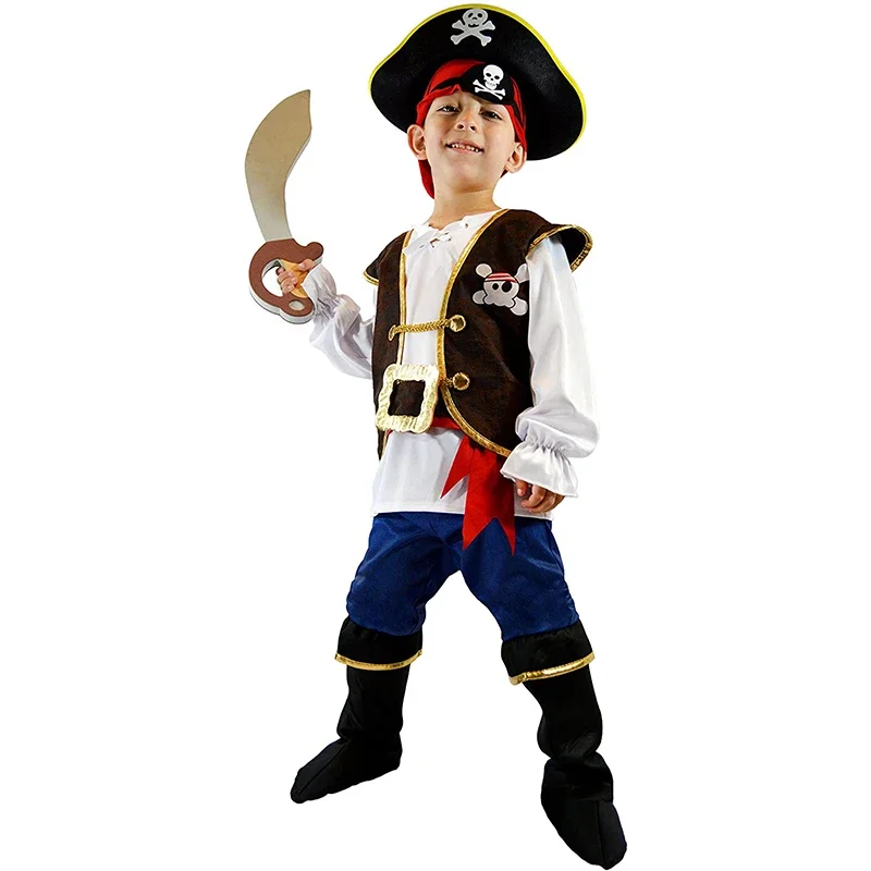 Piraten Kostuum Kinderdag Kids Boys Pirate Halloween Cosplay Set Verjaardagsfeestje Outfit Piraat Kerst Thema