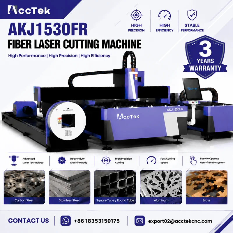 CNC Fiber Laser Cutter 1530 Size Cut Metal Sheet and Tube Cutting Machine Steel Pipe Profile Laser Cutting Equipment with Rotary