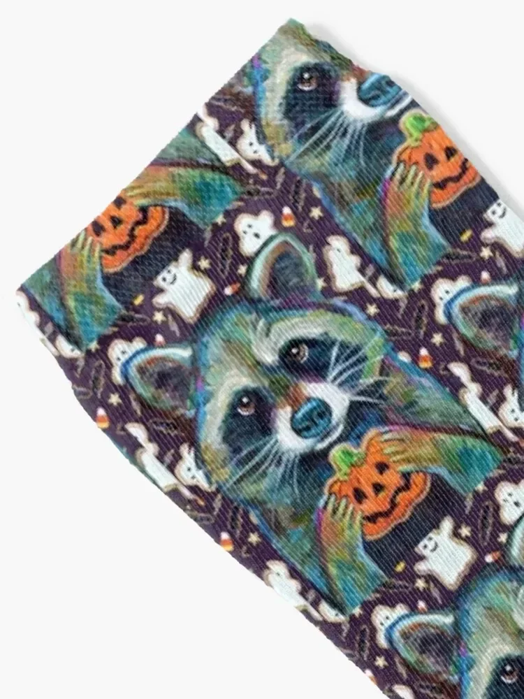 Halloween Raccoon with Jack O Lantern Cookie Socks aesthetic gym Socks Women's Men's