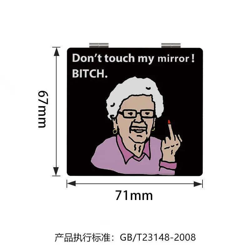 مرآة صغيرة مخصصة على الوجهين، مرآة مكياج محمولة، مرآة جيب مضحكة، مرآة جيب صغيرة قابلة للطي