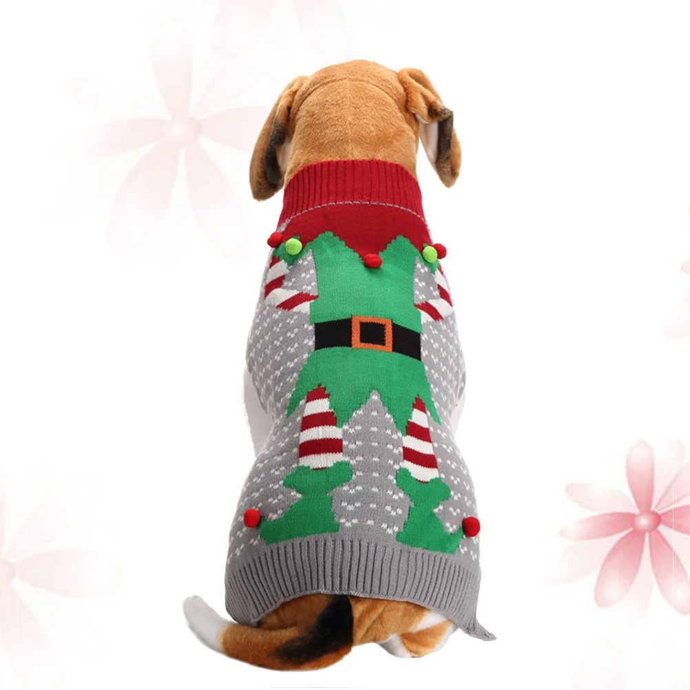 

Pet Christmas Clothes Clown Gray Sweater Winter Dog Costume Stylish No Buttons Design for Small Large Dogs Size L