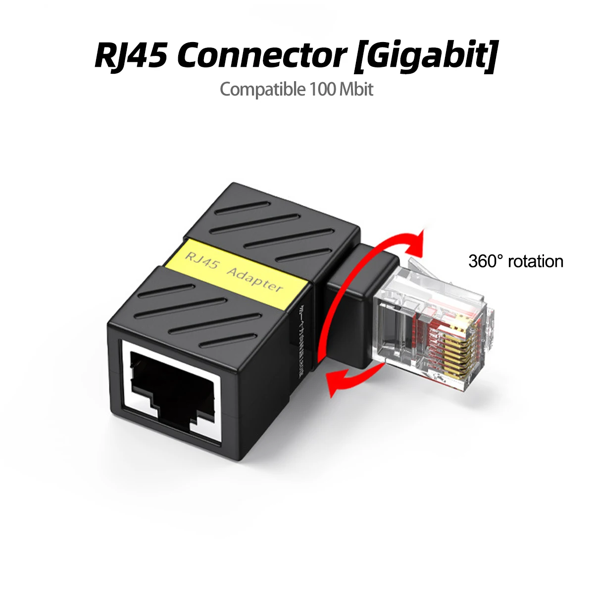 360 Rotatable Network Plug RJ45 Gigabit Adapter 90 Degrees Right Angle Elbow Universal Connector Male to Female Converter rj45