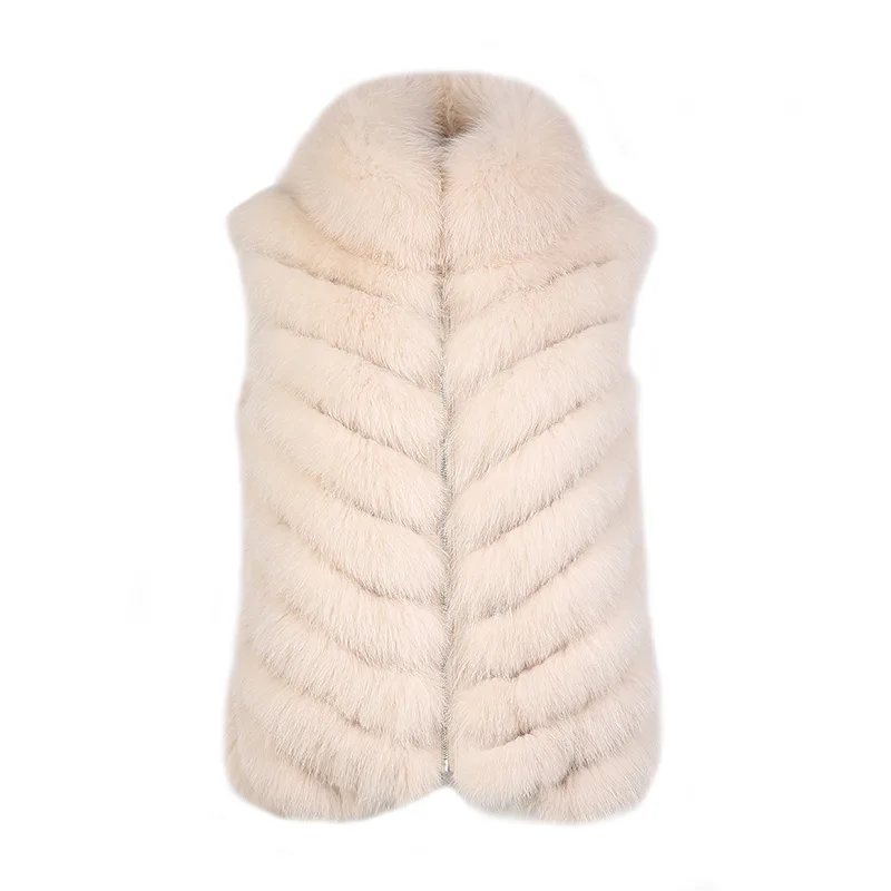 

New Arrival Real Fox Fur Vest Fashion Double Face Women Winter Waistcoat Lady Fur Gilet Zipper S5571