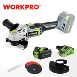 WORKPRO 20V Lithium-ion Cordless Angle Grinder 125mm With Battery Grinding Polishing and Cutting Machine Repair Power Tool