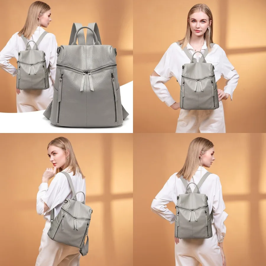 

【New style】- soft leather backpack lightweight women's new style Korean backpack large capacity casual waterproof travel school