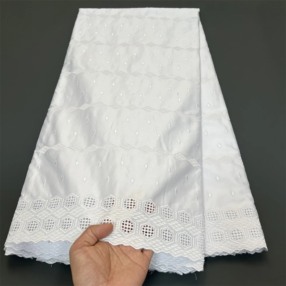 

2025 африканский нигерийский тюль, кружевная ткань для шитья платья, высокое качество, дамасский хлопок, чистая вышивка, свадебная вечеринка, hz1373 5 ярдов