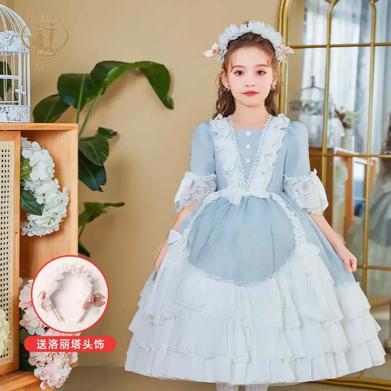 

Изысканное платье принцессы в стиле Лолита ручной работы для девочек, бутик-платье для детей, элитное платье для дня рождения и свадьбы