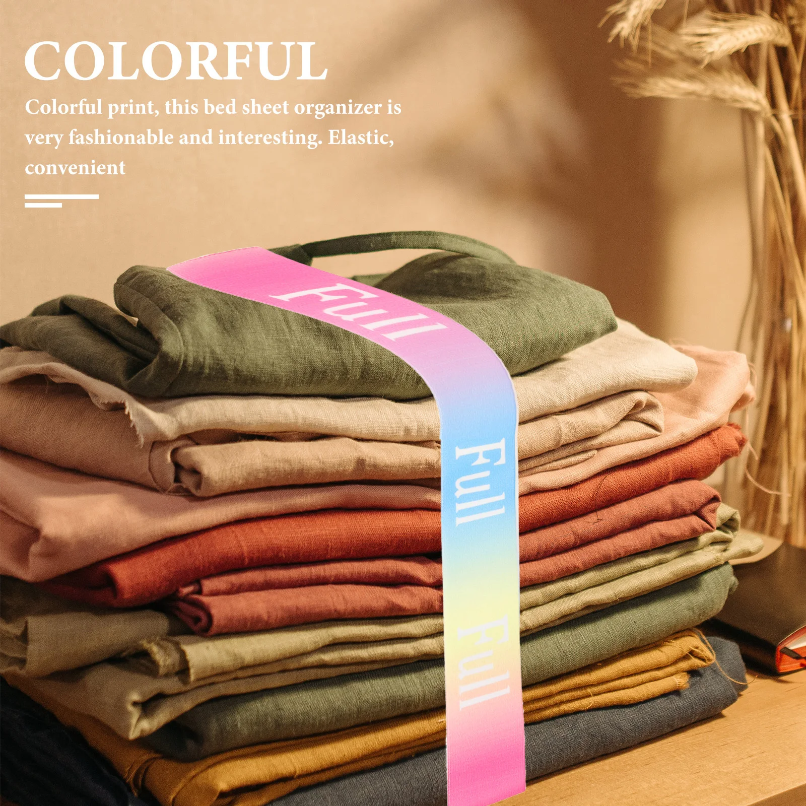 

4Pcs Bed Sheet Bands Polyester Material for Easy Storage and Tidy Home Bed Sheet Organizer Pillow Cover Tie Band