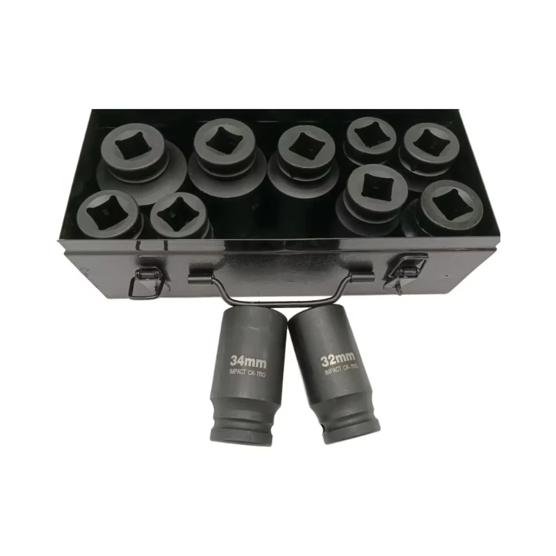 

11 Piece 3/4 Inch Customizable Deep Impact Socket Set 3/4 Inch Chromium Molybdenum Hexagonal Tool Grade for Auto Repair