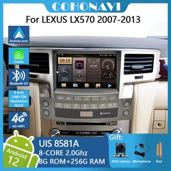 For LEXUS LX570 2007-2013 1280*720 UIS7862S 8-core 8+256G Car Navigation CarPlay Car Radio Multimedia Video Player GPS 9INCH
