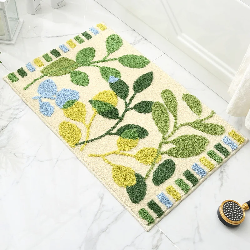 Leaves Non-Slip Bath Floor Mat Bathroom Fluffy Cashmere Absorbent Soft Rug Pad Children Room Carpet Carpet Home Decor Floor Mats