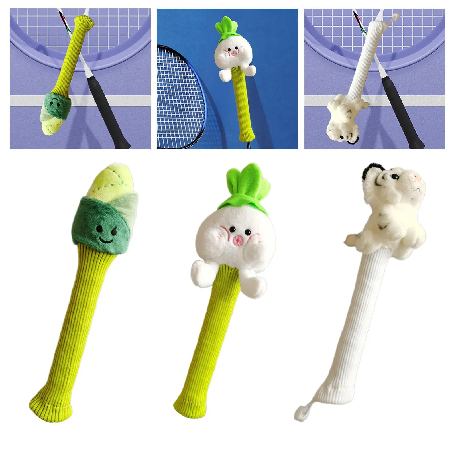 

Чехол на ручку ракетки для бадминтона, защитный чехол для ручки ракетки, декоративная плюшевая кукла, защита для теннисной ракетки, рукав