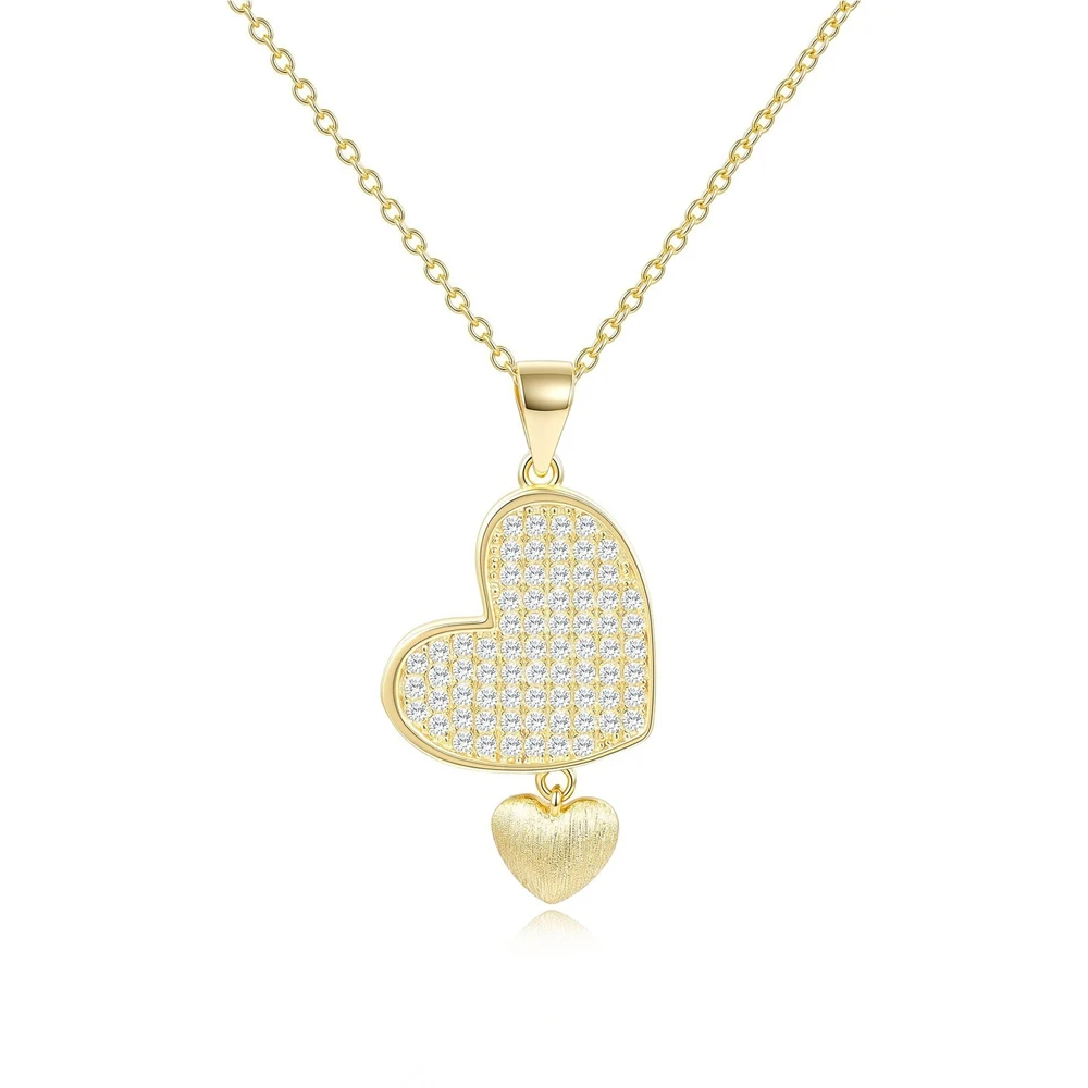 All Moissanite Pendant Necklace S925 Sterling Silver 18K Gold Plated Heart-Shaped Necklaces for Woman Party Jewelry Gift