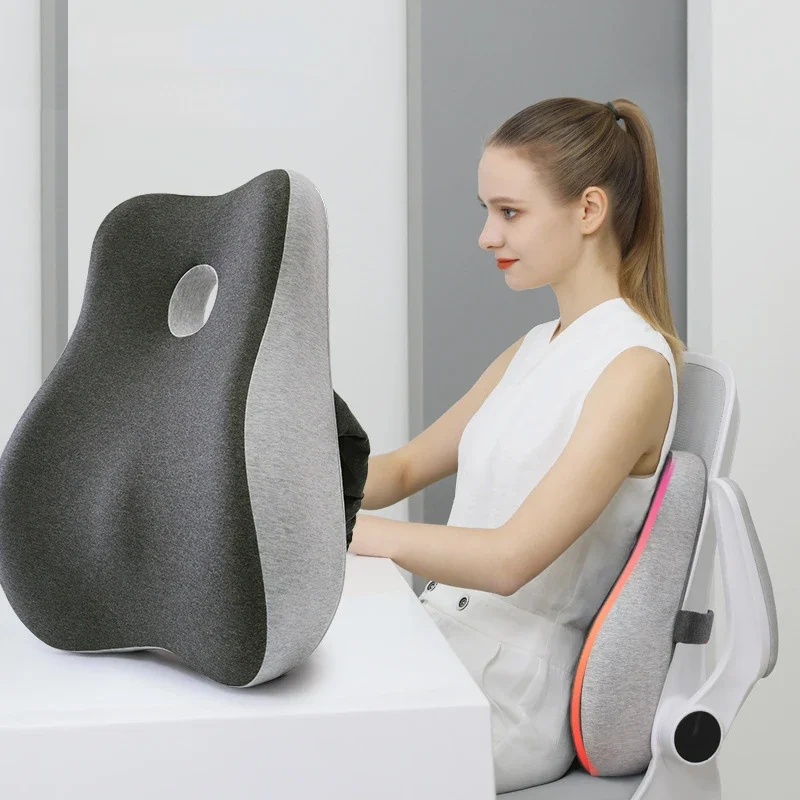 Chair Cushion Set Memory Foam Seat Cushion Lumbar Support Orthopedic Pillow Protect Coccyx Relieve Back Pain Car Seat