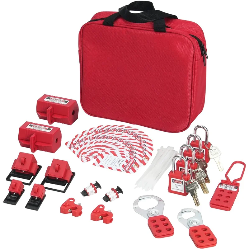 B68A Electrical Lockout Tagout Kit, 47 PCS Safety Lotokit Circuit Breaker Lockouts, For Industrial, Electric Power