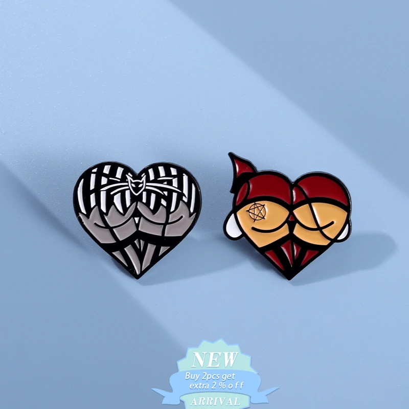 Sexy Spider Web Butt Enamel Pin Cartoon Creative Heart Pumpkin Spider Jack Bandage Brooch Lapel Backpack Badge Jewelry For Woman