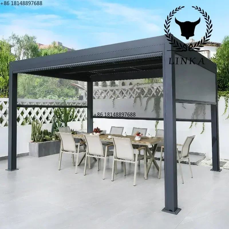 Outdoor pavilion courtyard sunshade garden courtyard villa terrace smoking room aluminum alloy electric shutter pavilion