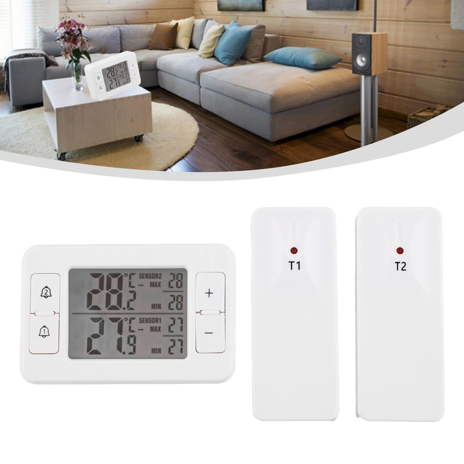 Electronic Temperature Monitor Wireless Thermometer Error Margin -1 Measurement Range -40 60 ABS Material for custom Alarms