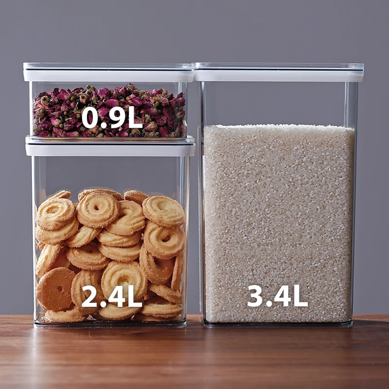 SHIMOYAMA Plastic Food Container Kitchen Storage Box Sealed Jar with Lid Refrigerator Cans Large Capacity Cereal Organizer Tank